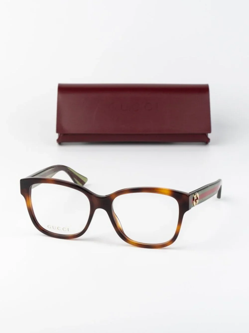 Gucci Women Eyeglasses Havana Square GG0038O 002 NEW AUTHENTIC